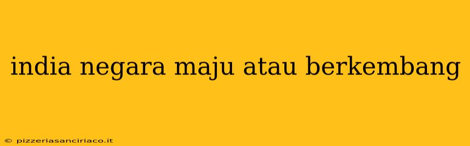 india negara maju atau berkembang